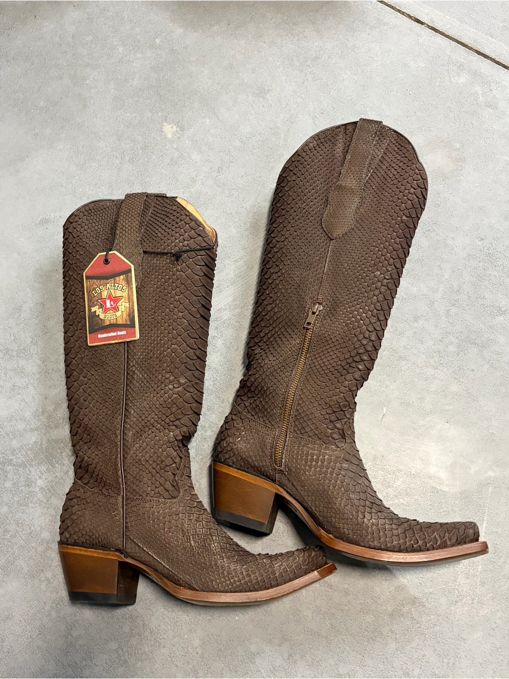 Los Altos sniptoe python cowgirl line dancing Chocolate Nubuck Python 17" Boots